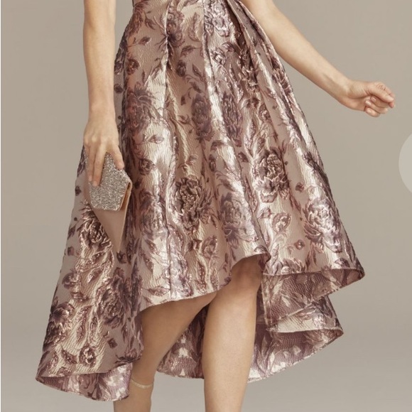 DAVID'S BRIDAL Floral Brocade High-Low a-line Dress - Picture 4 of 5